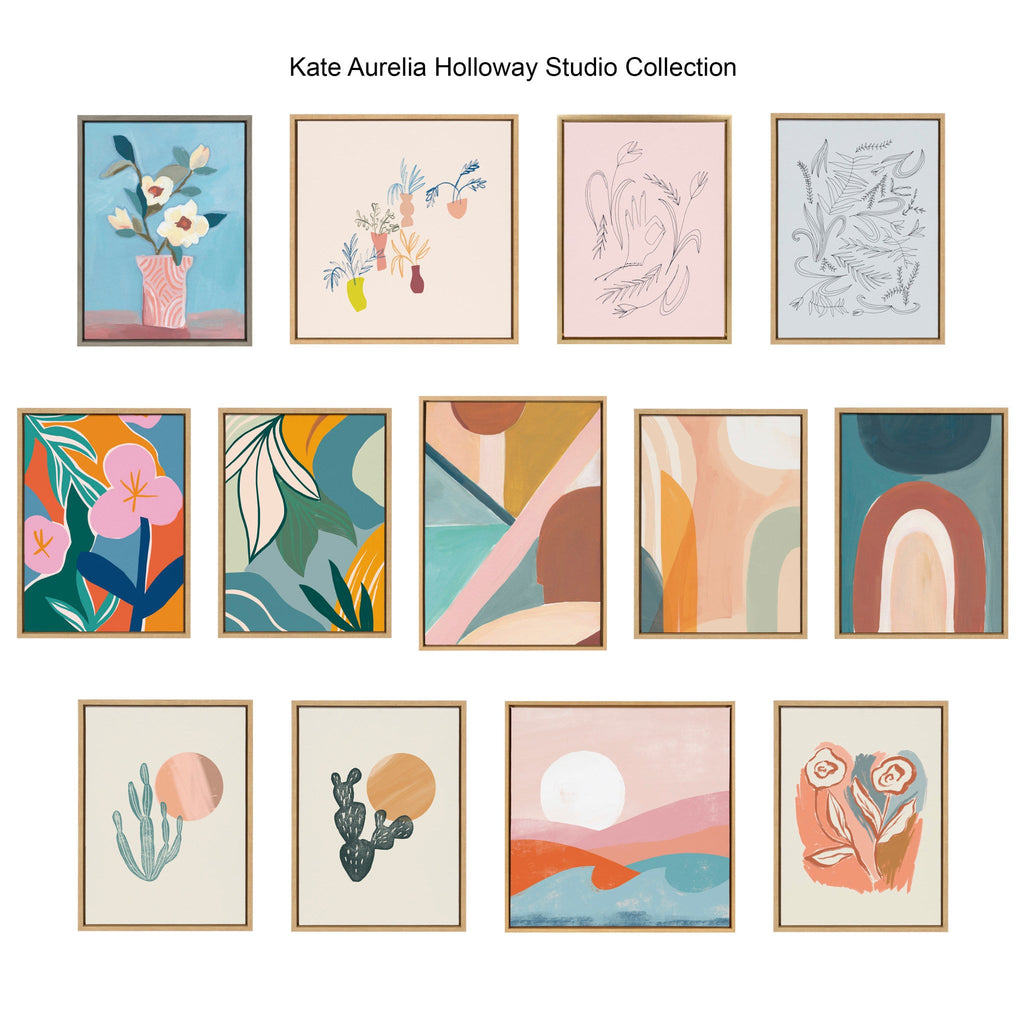 Peace Love Flowers Canvas Wall Art Set by Kate Aurelia Holloway