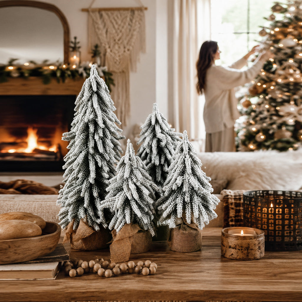 Flocked Mini Christmas Trees
