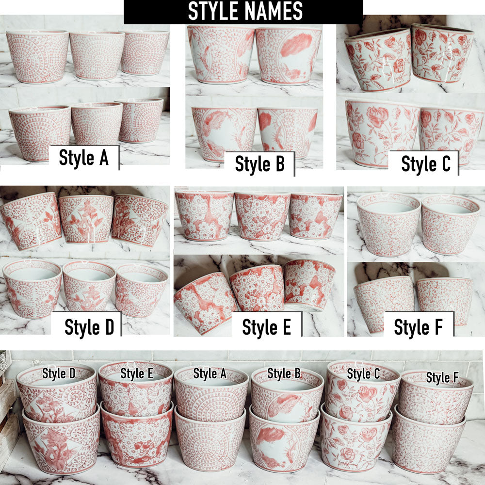 Mini Pink Hand-Painted Porcelain Cachepots