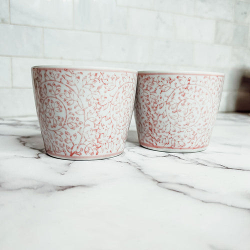 Mini Pink Hand-Painted Porcelain Cachepots