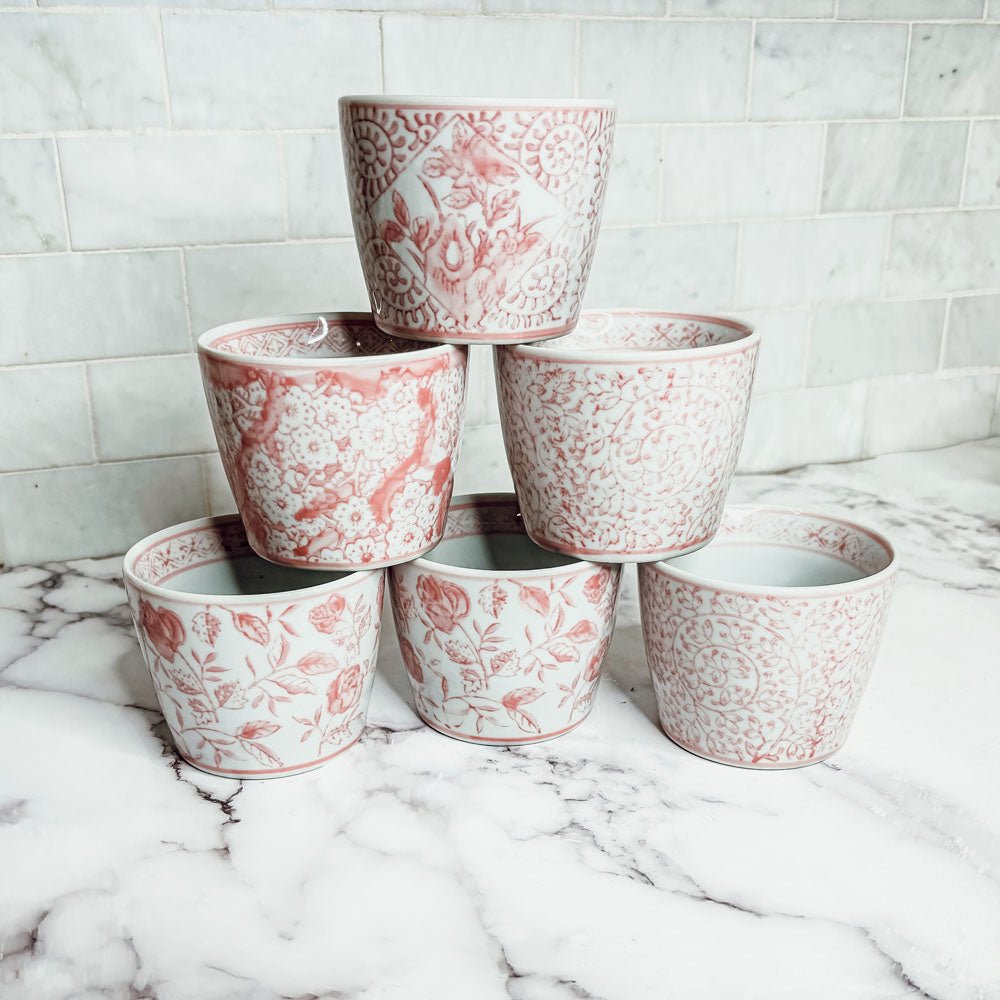 Mini Pink Hand-Painted Porcelain Cachepots