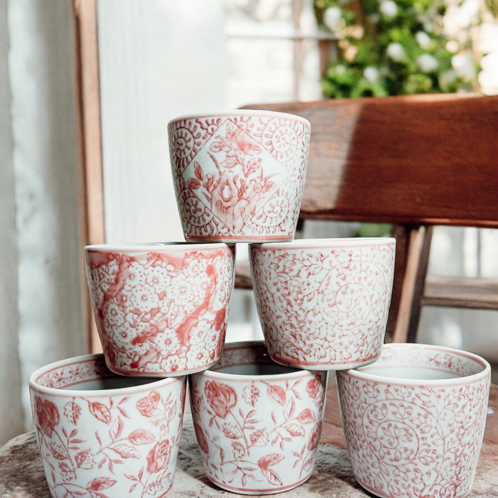 Mini Pink Hand-Painted Porcelain Cachepots
