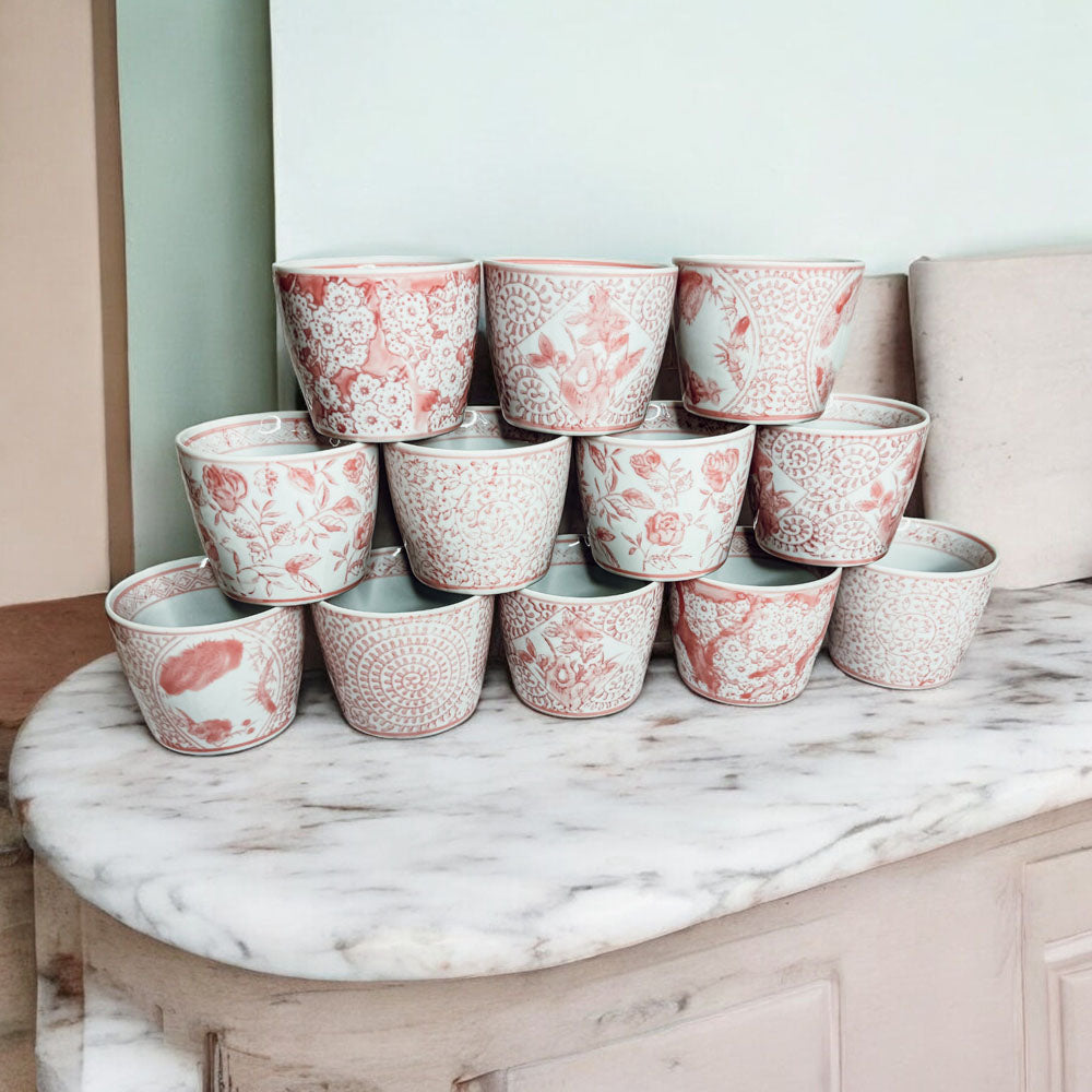 Mini Pink Hand-Painted Porcelain Cachepots