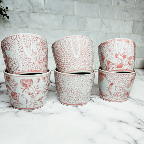 Mini Pink Hand-Painted Porcelain Cachepots