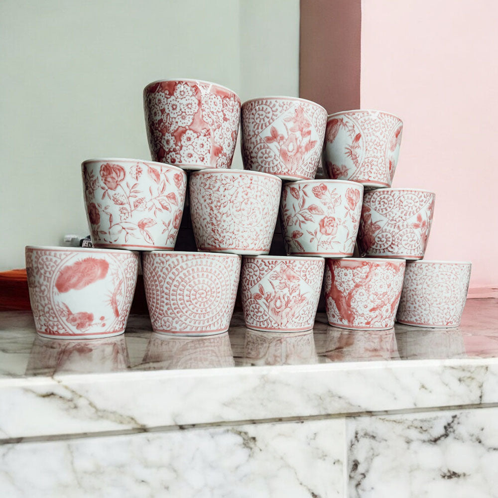 Mini Pink Hand-Painted Porcelain Cachepots