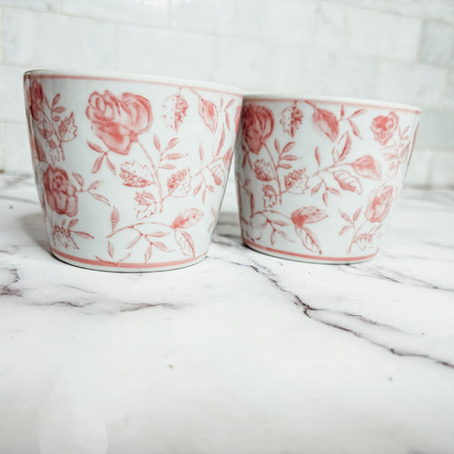 Mini Pink Hand-Painted Porcelain Cachepots