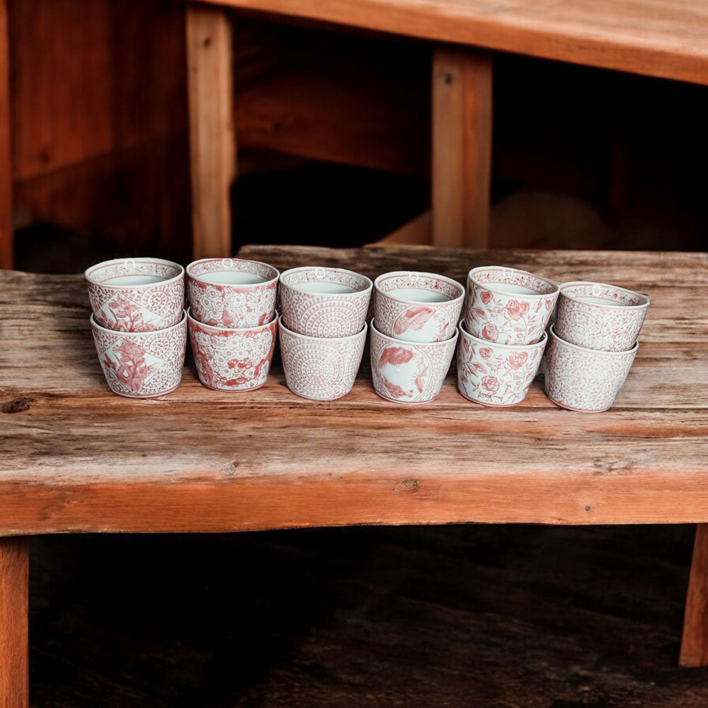 Mini Pink Hand-Painted Porcelain Cachepots