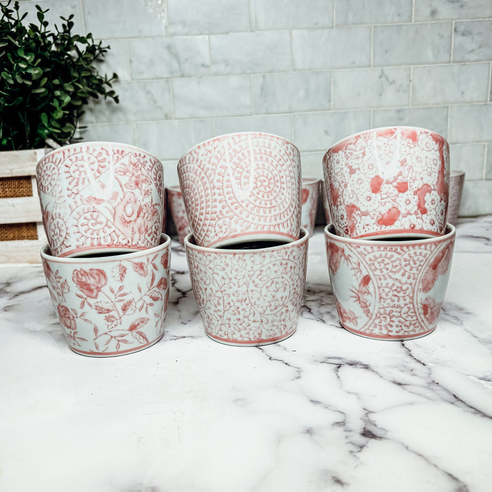 Mini Pink Hand-Painted Porcelain Cachepots