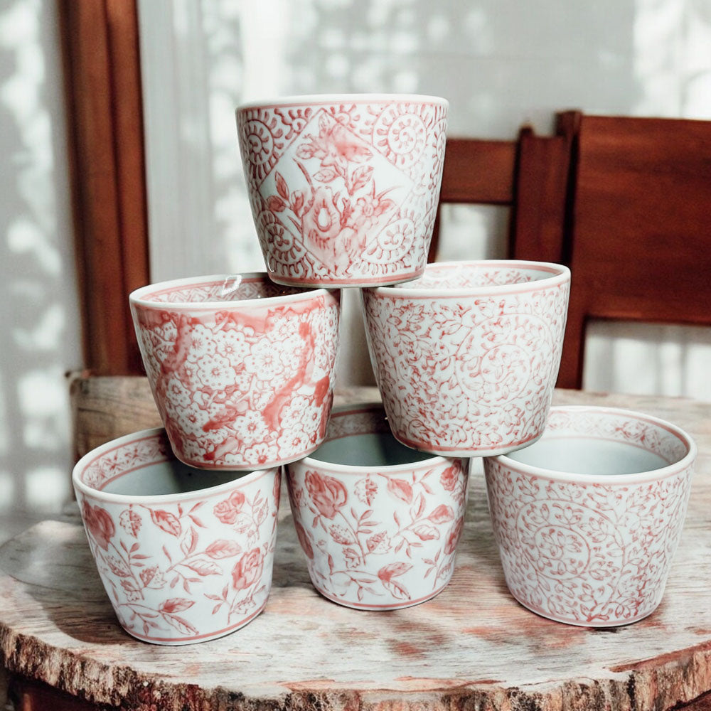 Mini Pink Hand-Painted Porcelain Cachepots