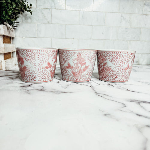 Mini Pink Hand-Painted Porcelain Cachepots
