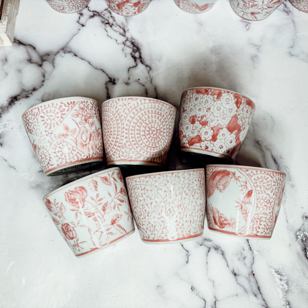 Mini Pink Hand-Painted Porcelain Cachepots