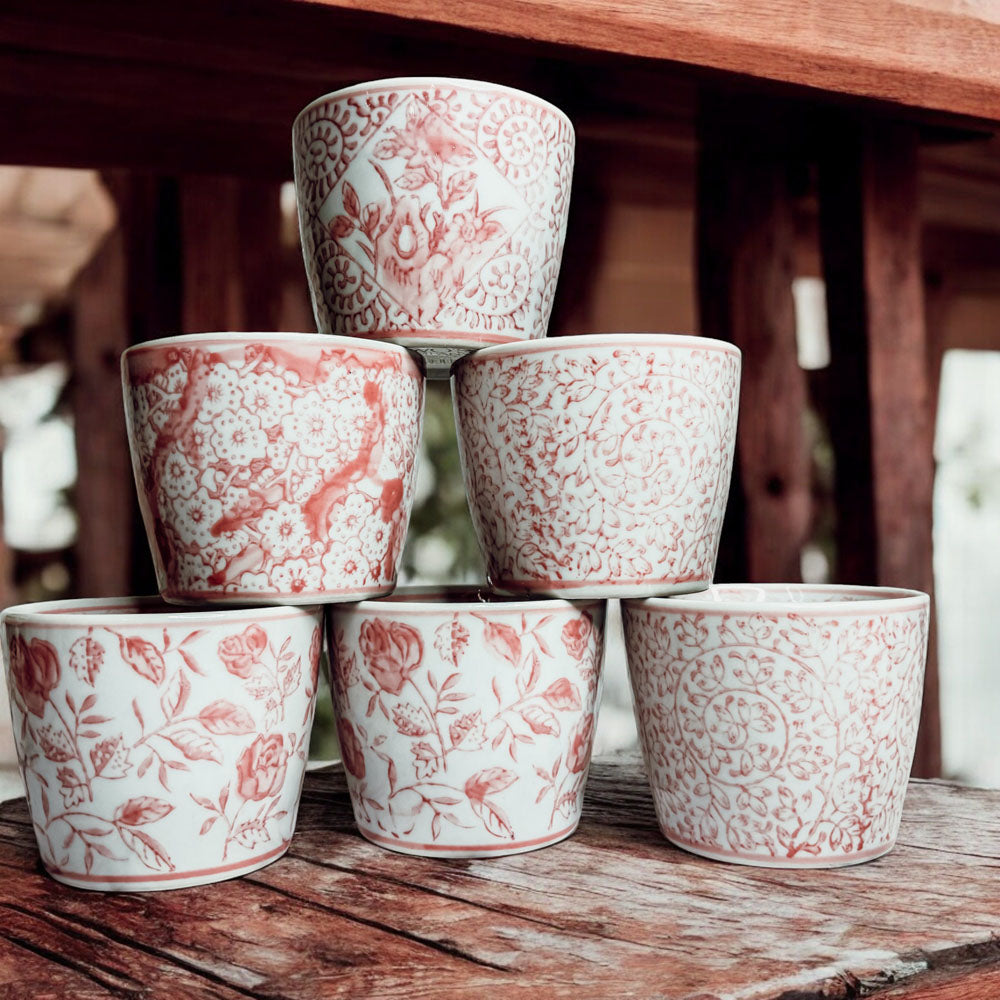 Mini Pink Hand-Painted Porcelain Cachepots