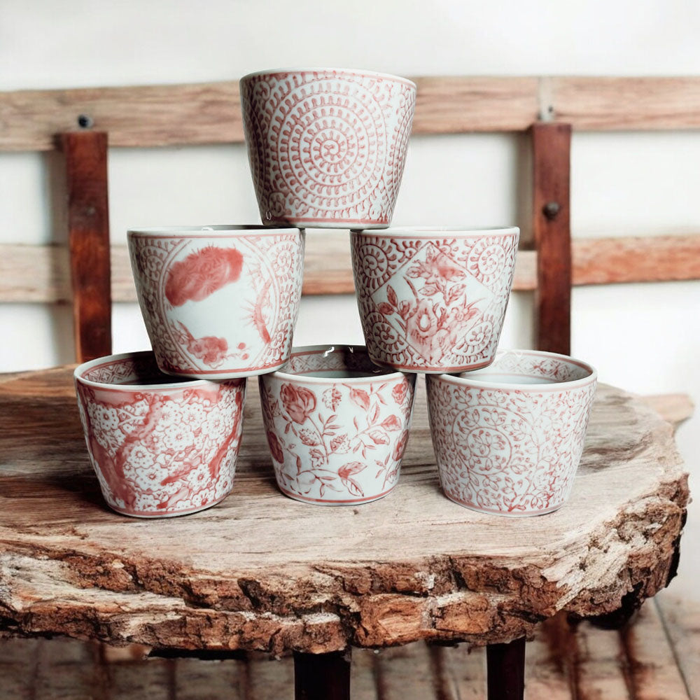 Mini Pink Hand-Painted Porcelain Cachepots