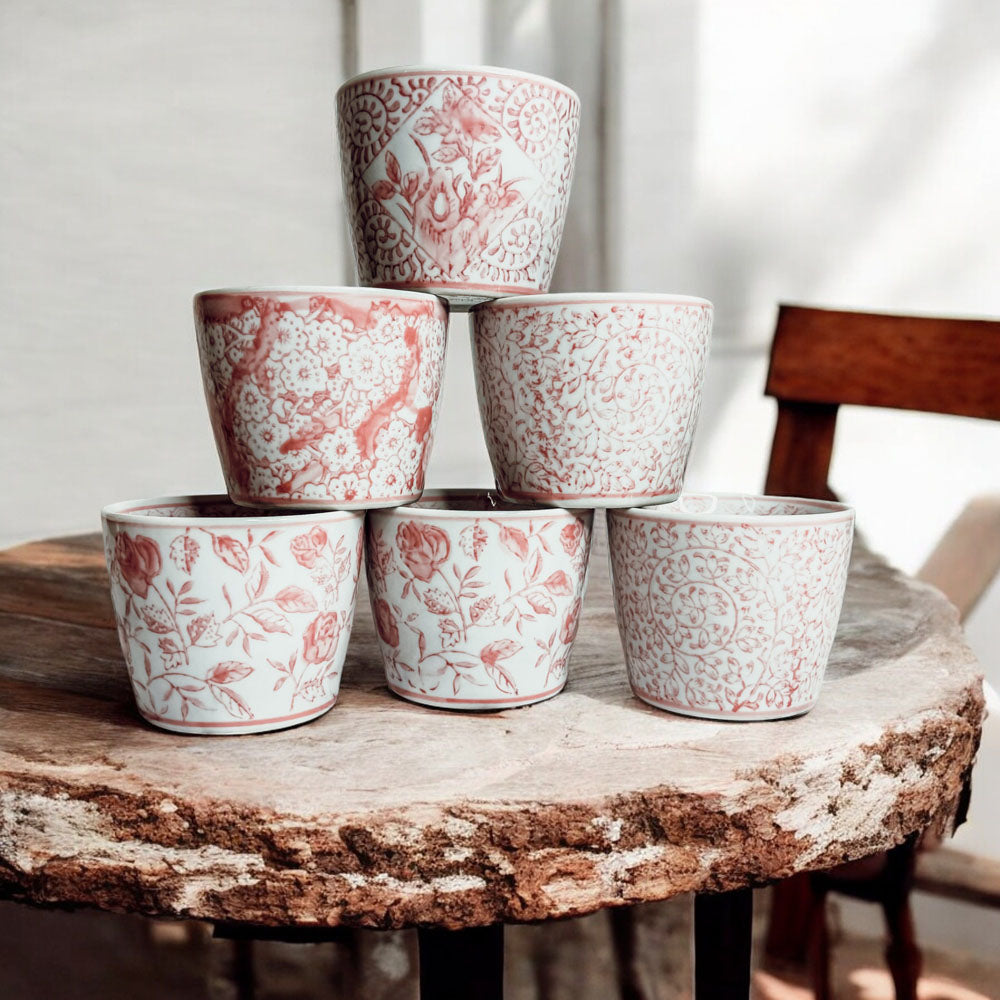 Mini Pink Hand-Painted Porcelain Cachepots