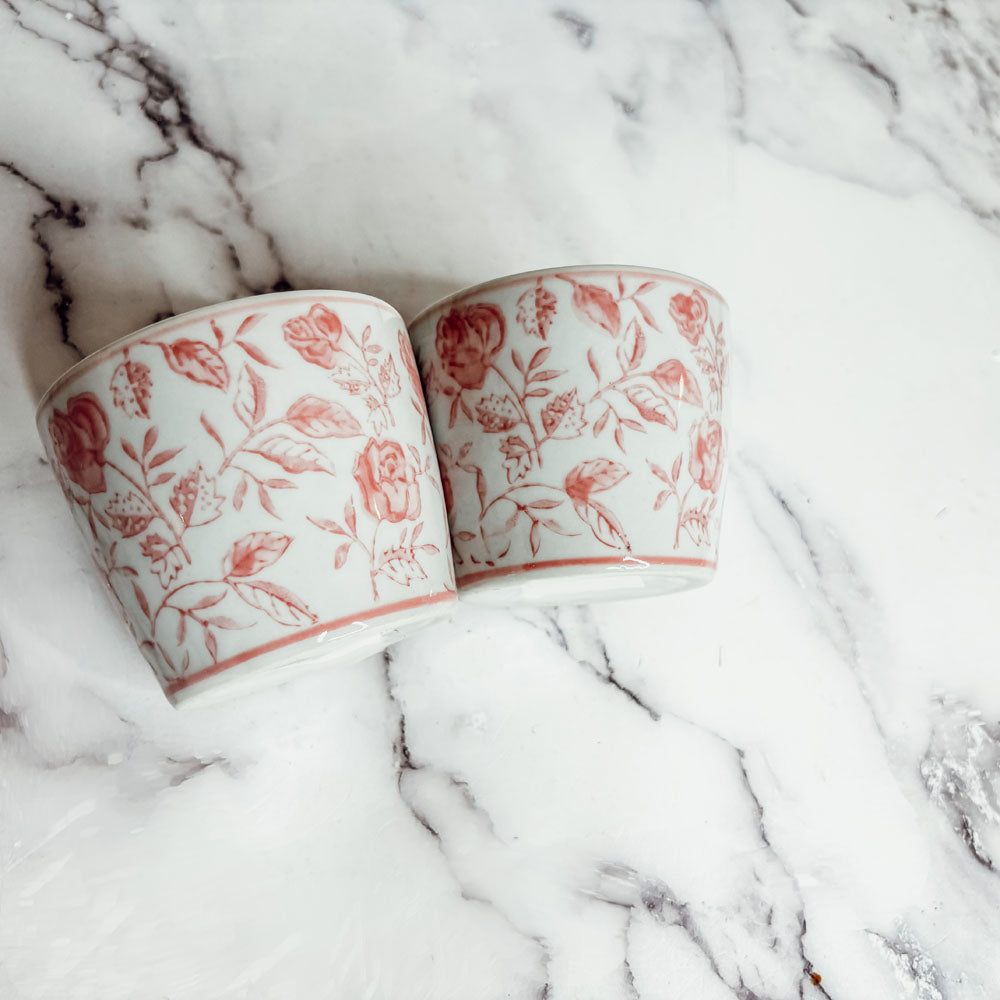 Mini Pink Hand-Painted Porcelain Cachepots