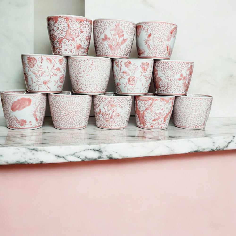 Mini Pink Hand-Painted Porcelain Cachepots