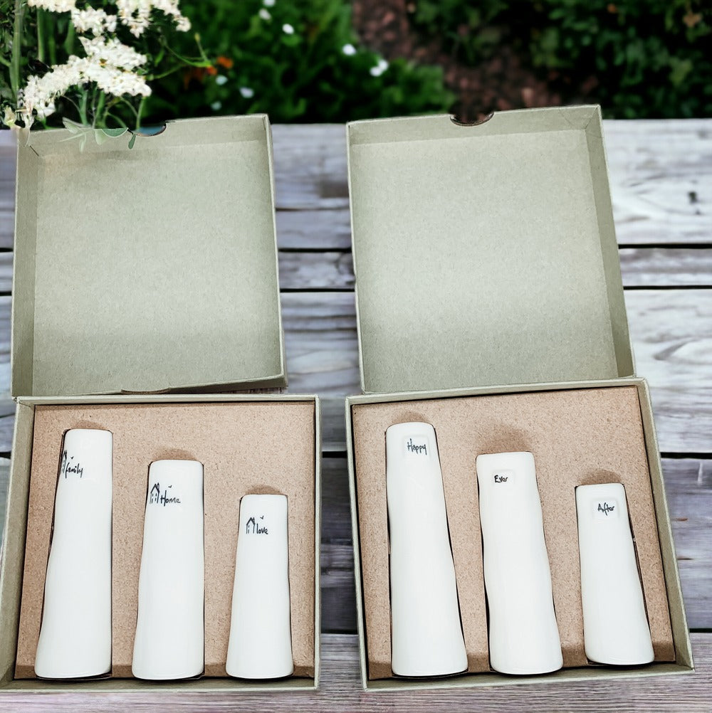 Mini Porcelain Bud Vase Gift Set — Set of 3