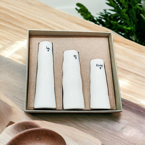 Mini Porcelain Bud Vase Gift Set — Set of 3