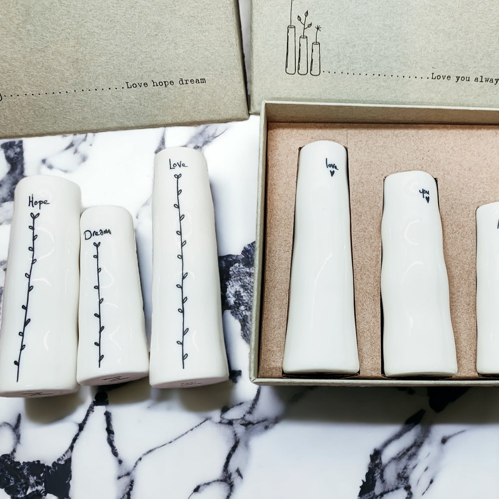 Mini Porcelain Bud Vase Gift Set — Set of 3