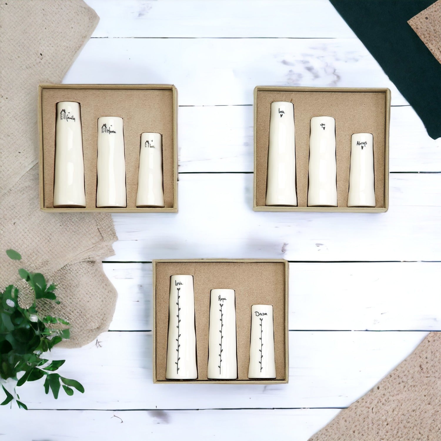 Mini Porcelain Bud Vase Gift Set — Set of 3