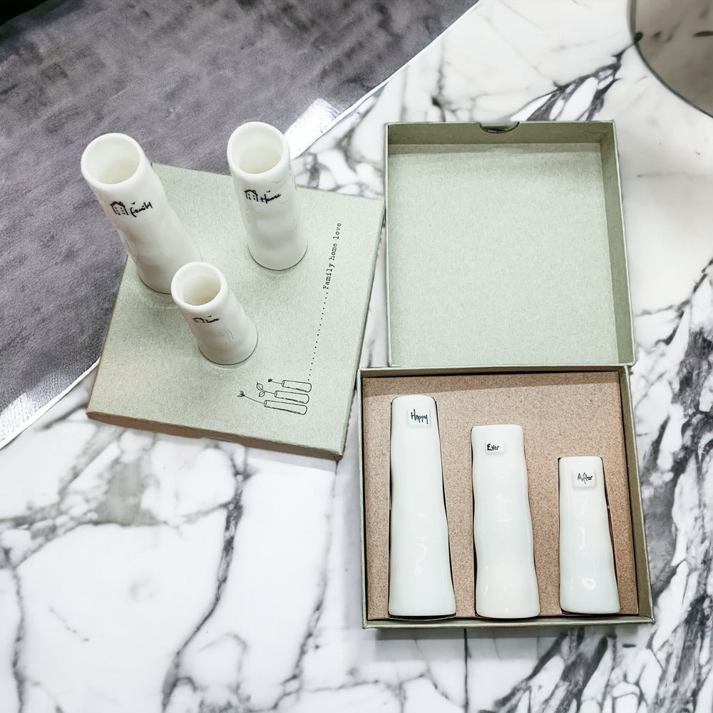 Mini Porcelain Bud Vase Gift Set — Set of 3