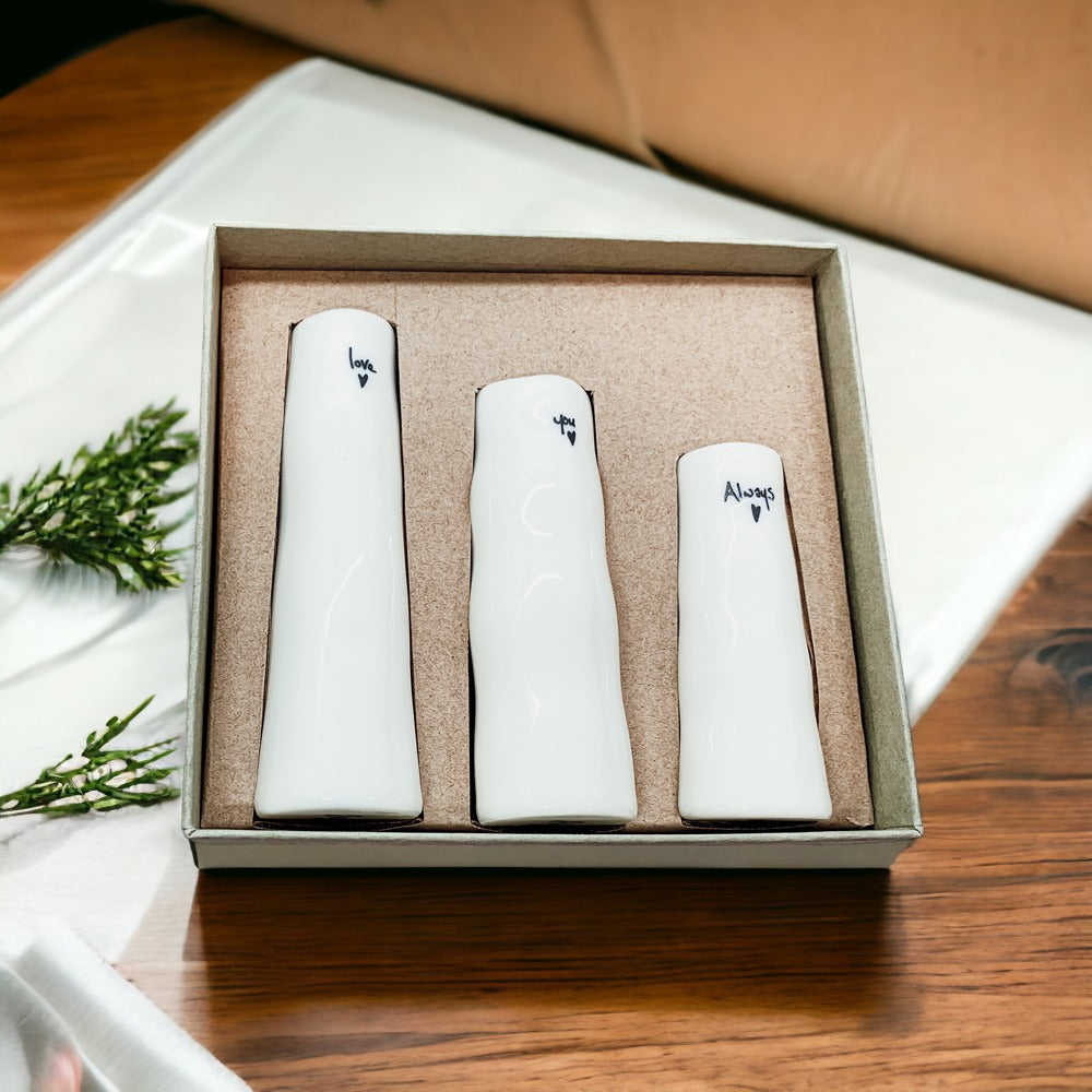 Mini Porcelain Bud Vase Gift Set — Set of 3