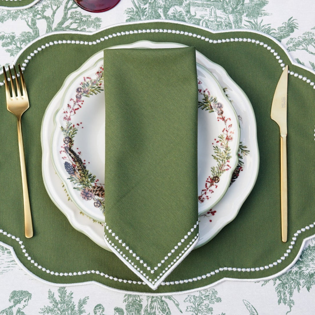 MIRELI GREEN RECTANGLE PLACEMAT & NAPKIN SET (Set Of 4)