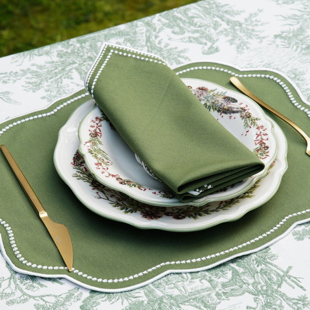 MIRELI GREEN RECTANGLE PLACEMAT & NAPKIN SET (Set Of 4)