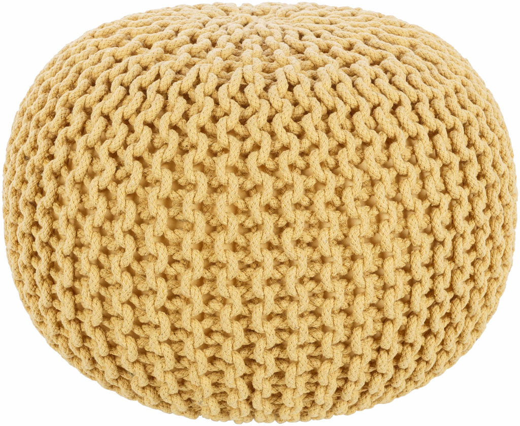 Yablanitsa Mustard Knitted Cotton Pouf