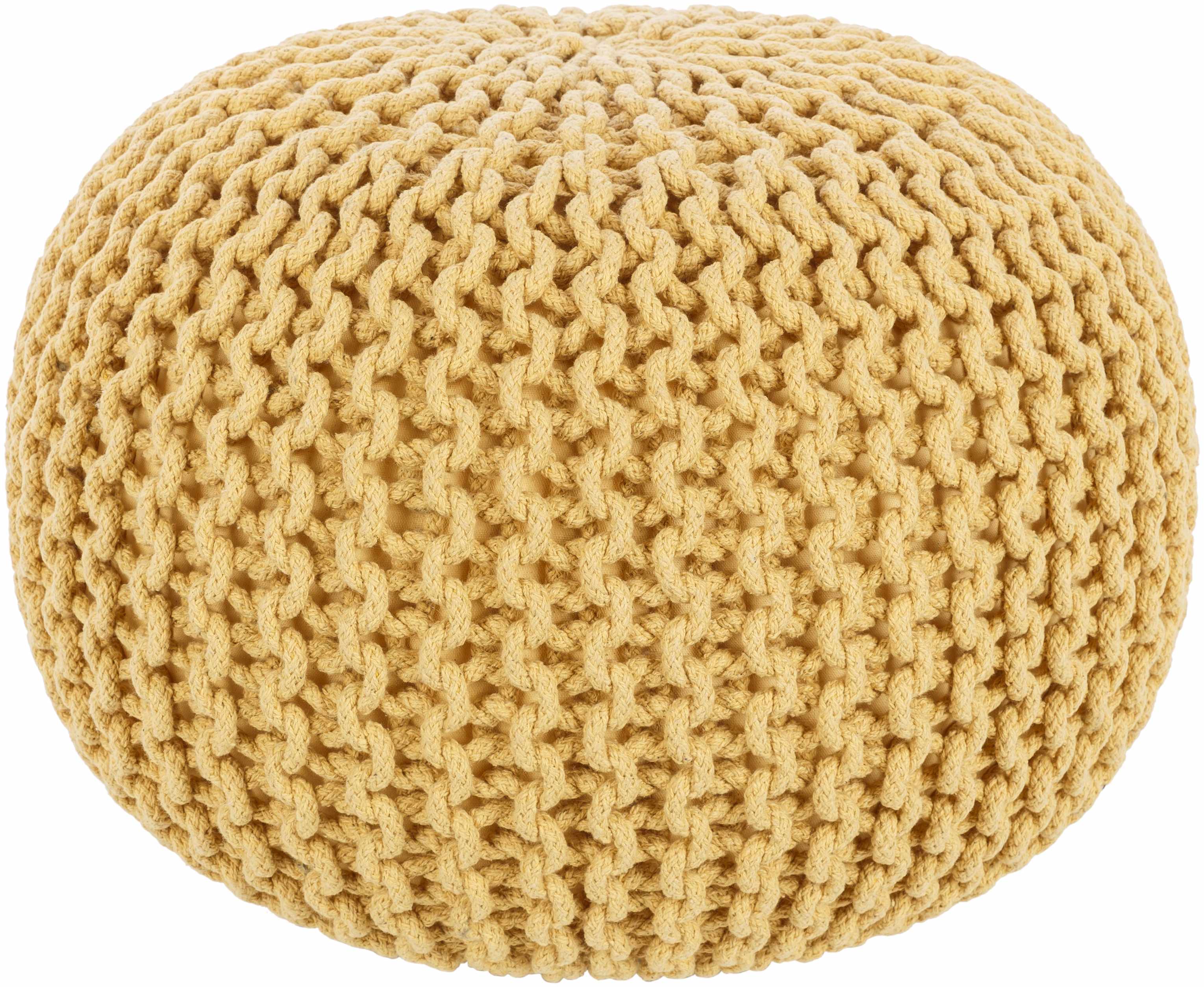 Yablanitsa Mustard Knitted Cotton Pouf