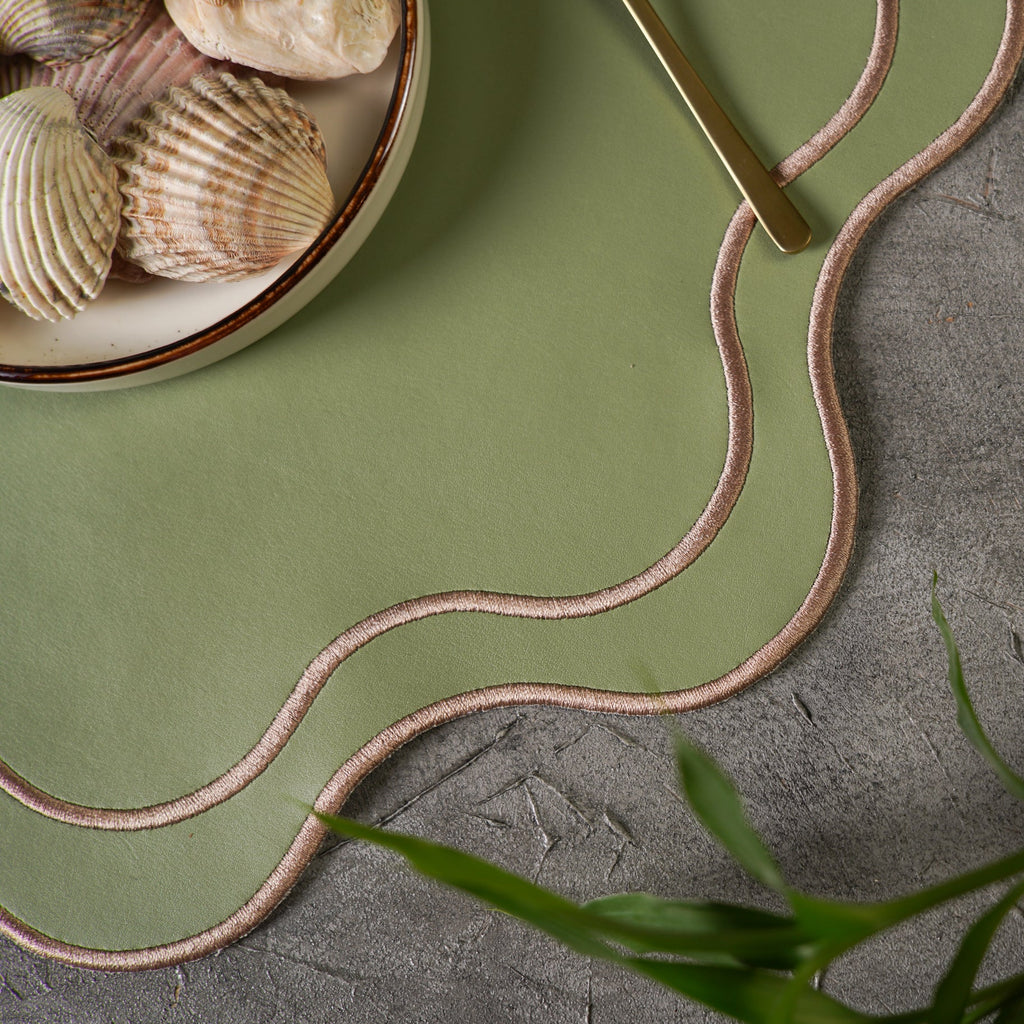 HAVEN LIGHT GREEN FAUX LEATHER PLACEMAT (Set Of 4)