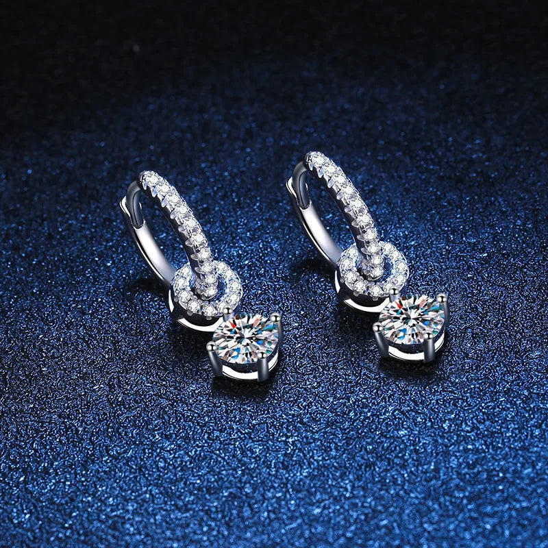 Moissanite 925 Sterling Silver Diamond Drop Earrings For Women Wedding Party
