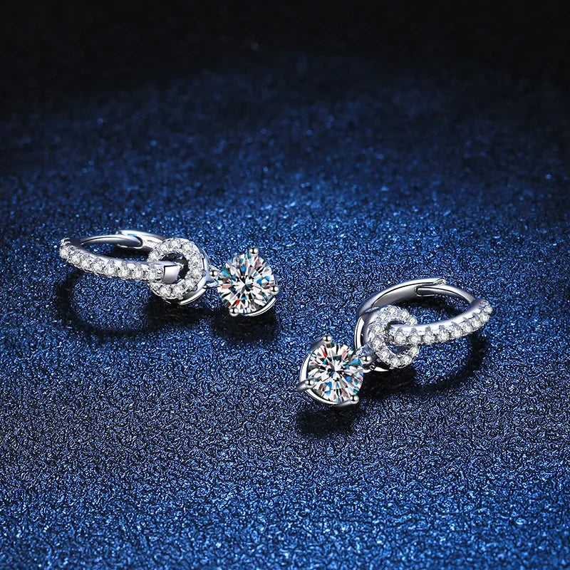 Moissanite 925 Sterling Silver Diamond Drop Earrings For Women Wedding Party
