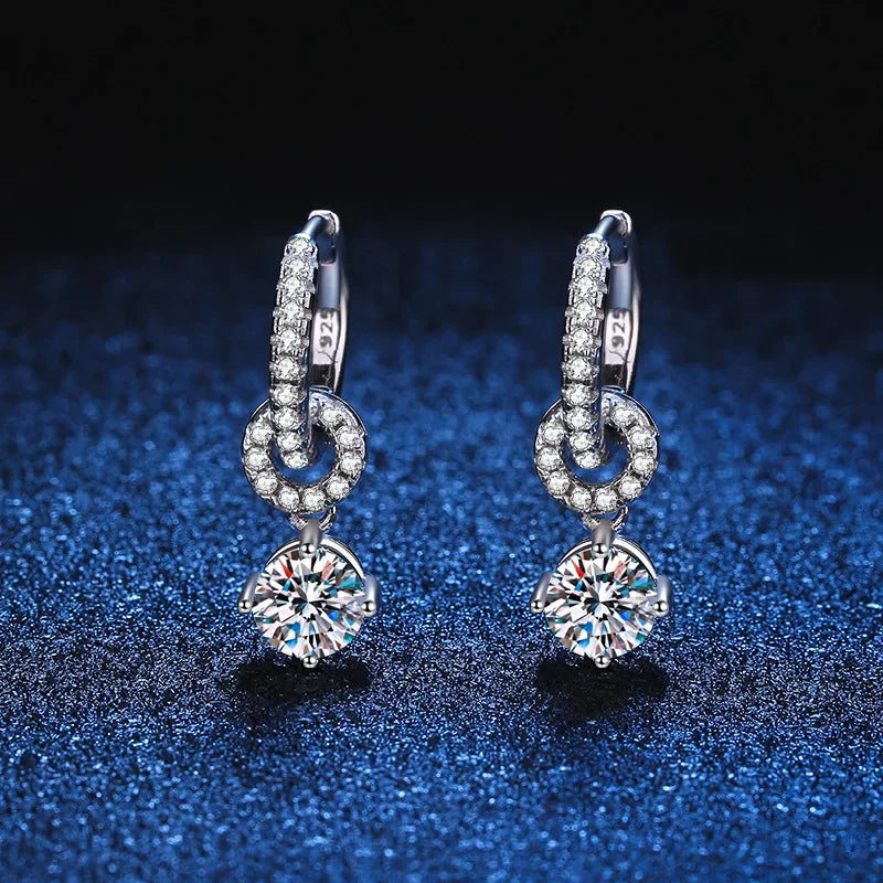 Moissanite 925 Sterling Silver Diamond Drop Earrings For Women Wedding Party