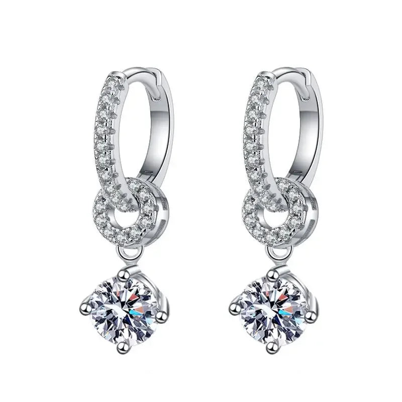 Moissanite 925 Sterling Silver Diamond Drop Earrings For Women Wedding Party