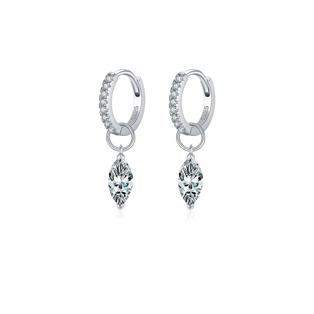 Moissanite 925 Sterling Silver Geometric Hoop Earrings For Women Fine Jewelry