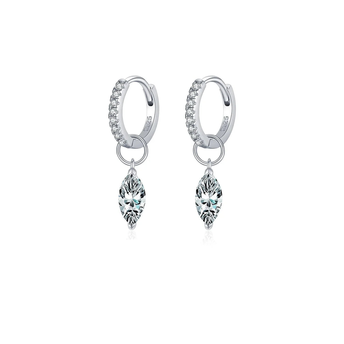 Moissanite 925 Sterling Silver Geometric Hoop Earrings For Women Fine Jewelry
