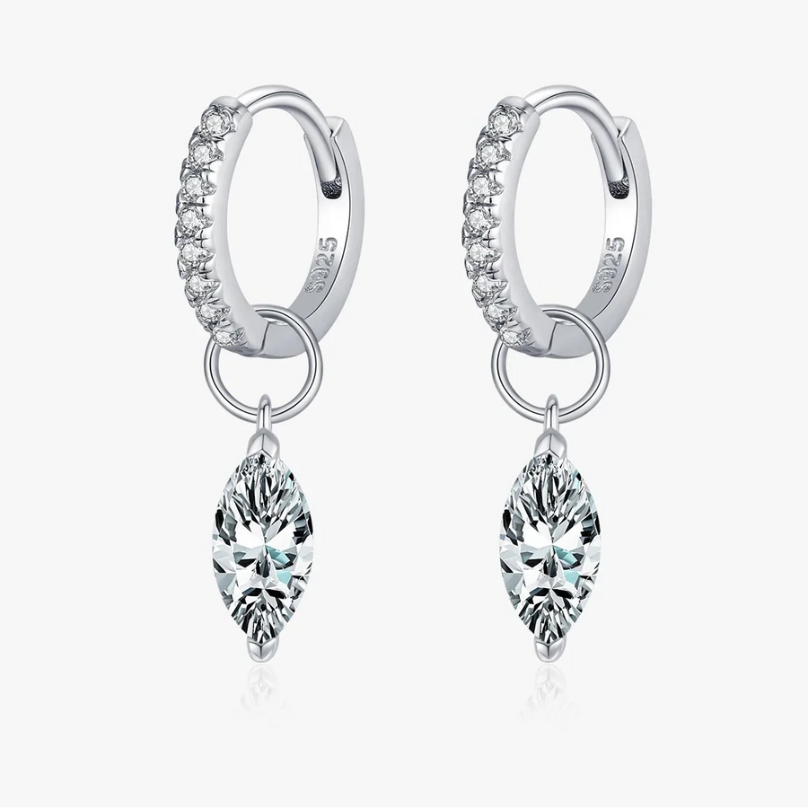 Geometric Moissanite Hoop Earrings — Sterling Silver