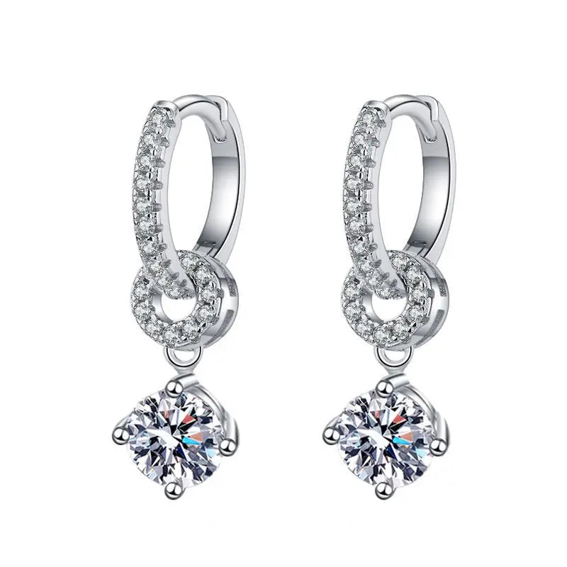 Moissanite 925 Sterling Silver Diamond Drop Earrings For Women Wedding Party