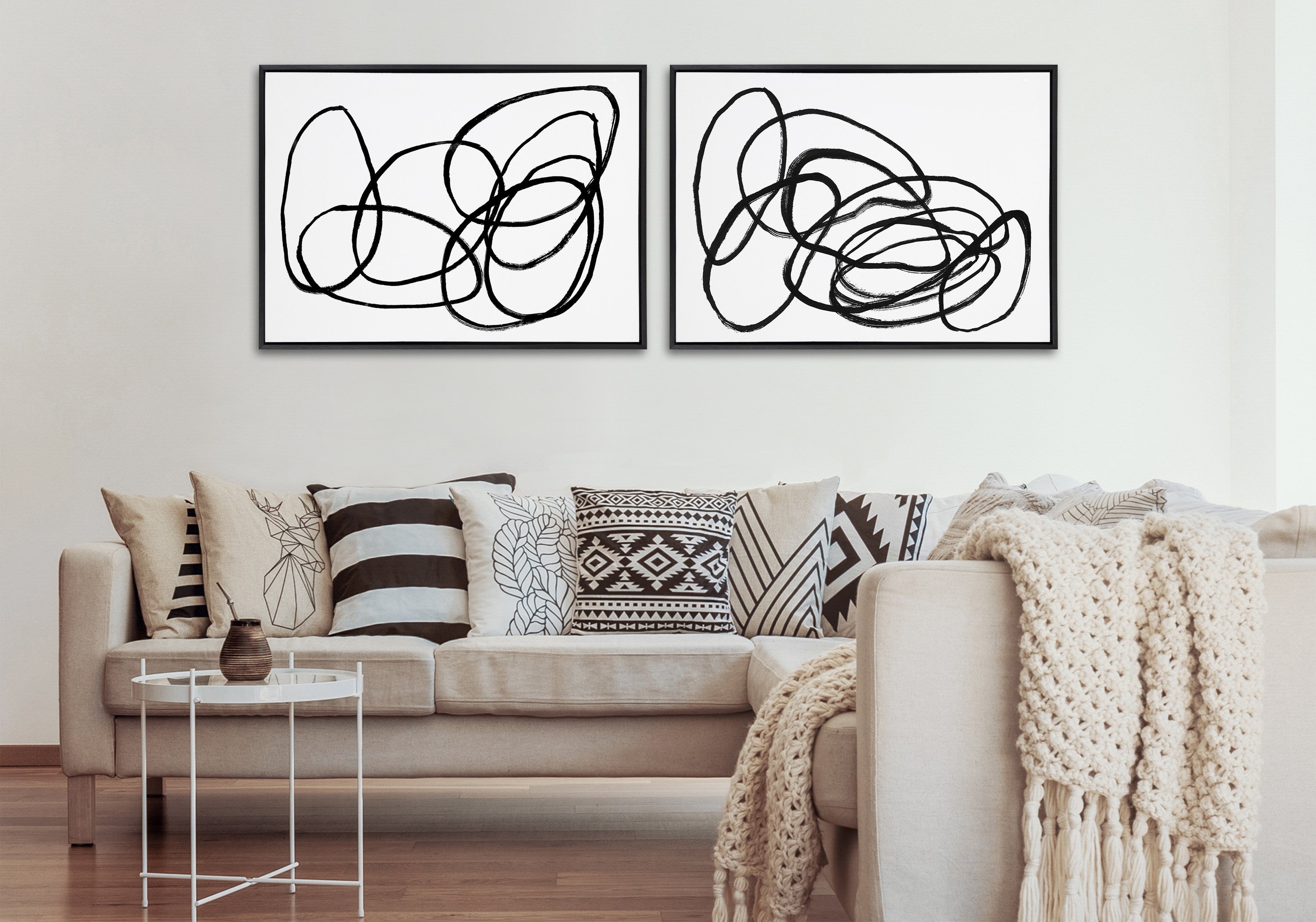 Sylvie Ring of Light and Ring of Light 2 Framed Canvas Art Set by Nikki Chu