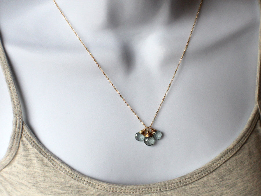 Moss Aquamarine Trio Necklace