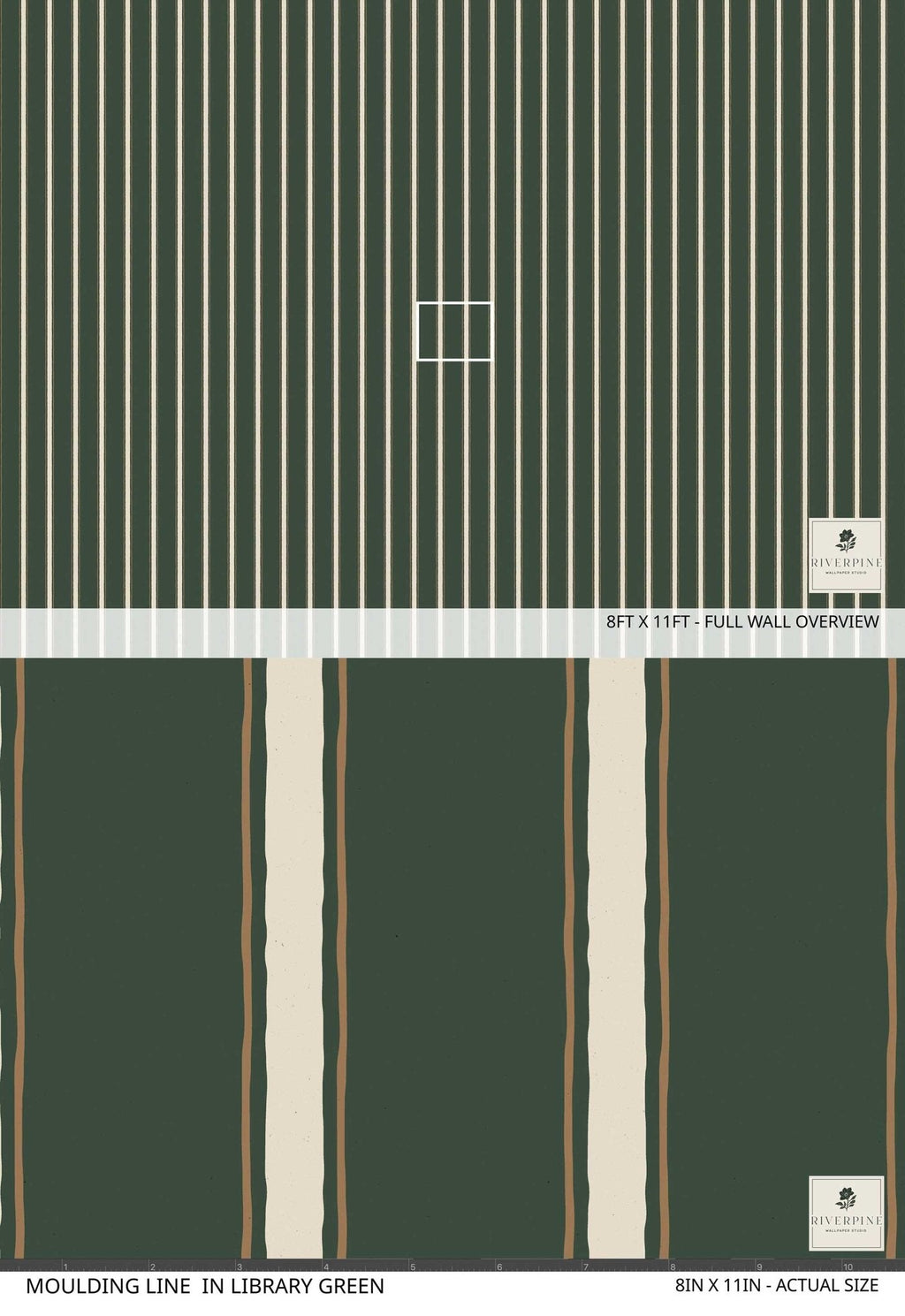 Moulding Line Wallpaper in Library Green
