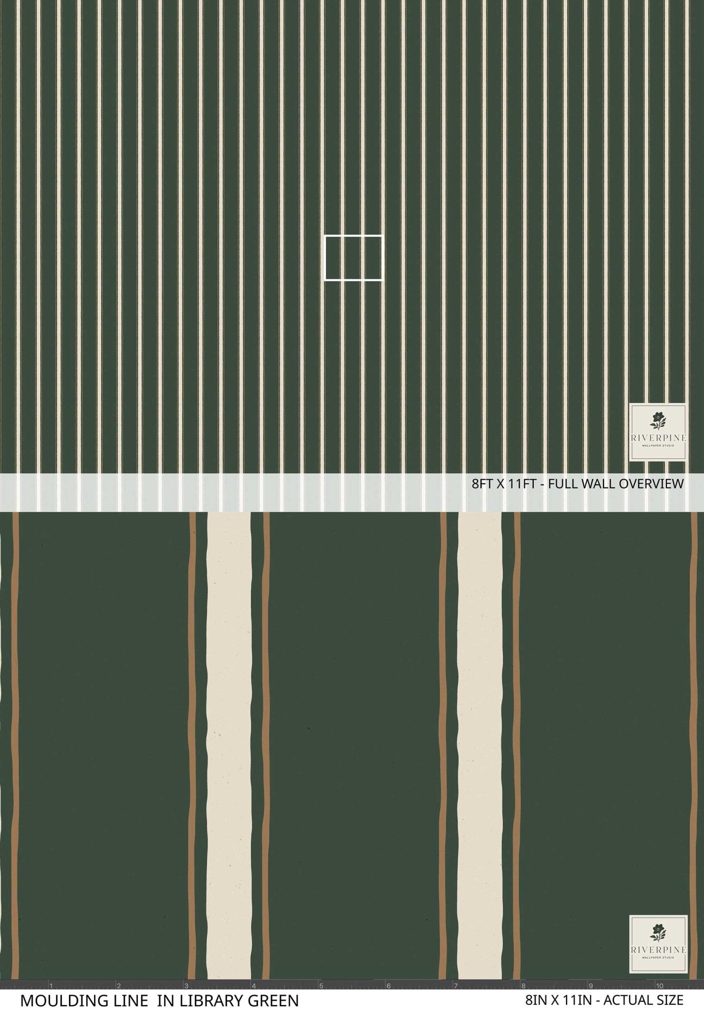 Moulding Line Wallpaper in Library Green