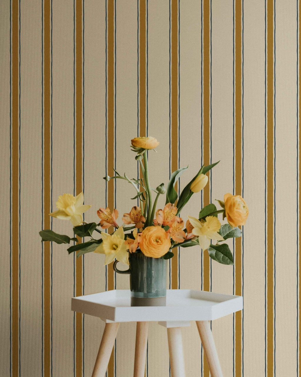 Moulding Line Wallpaper in Ochre Gold