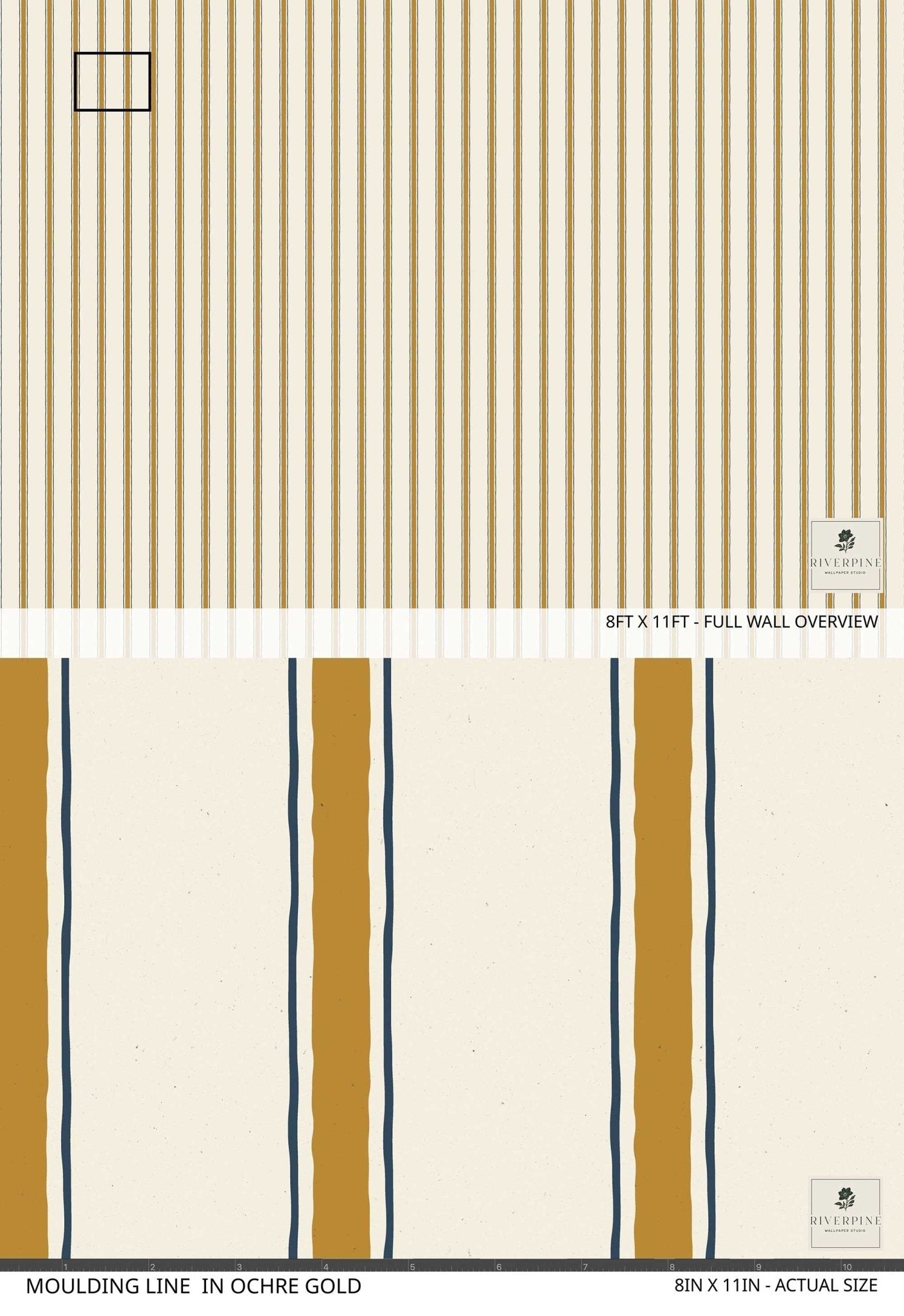 Moulding Line Wallpaper in Ochre Gold