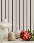 Moulding Line Wallpaper in Plum Red