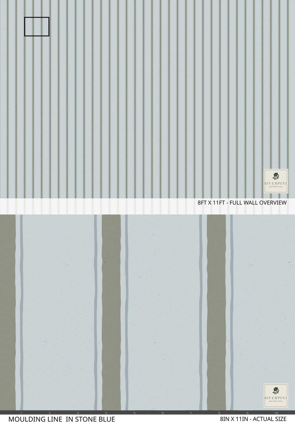 Moulding Line Wallpaper in Stone Blue