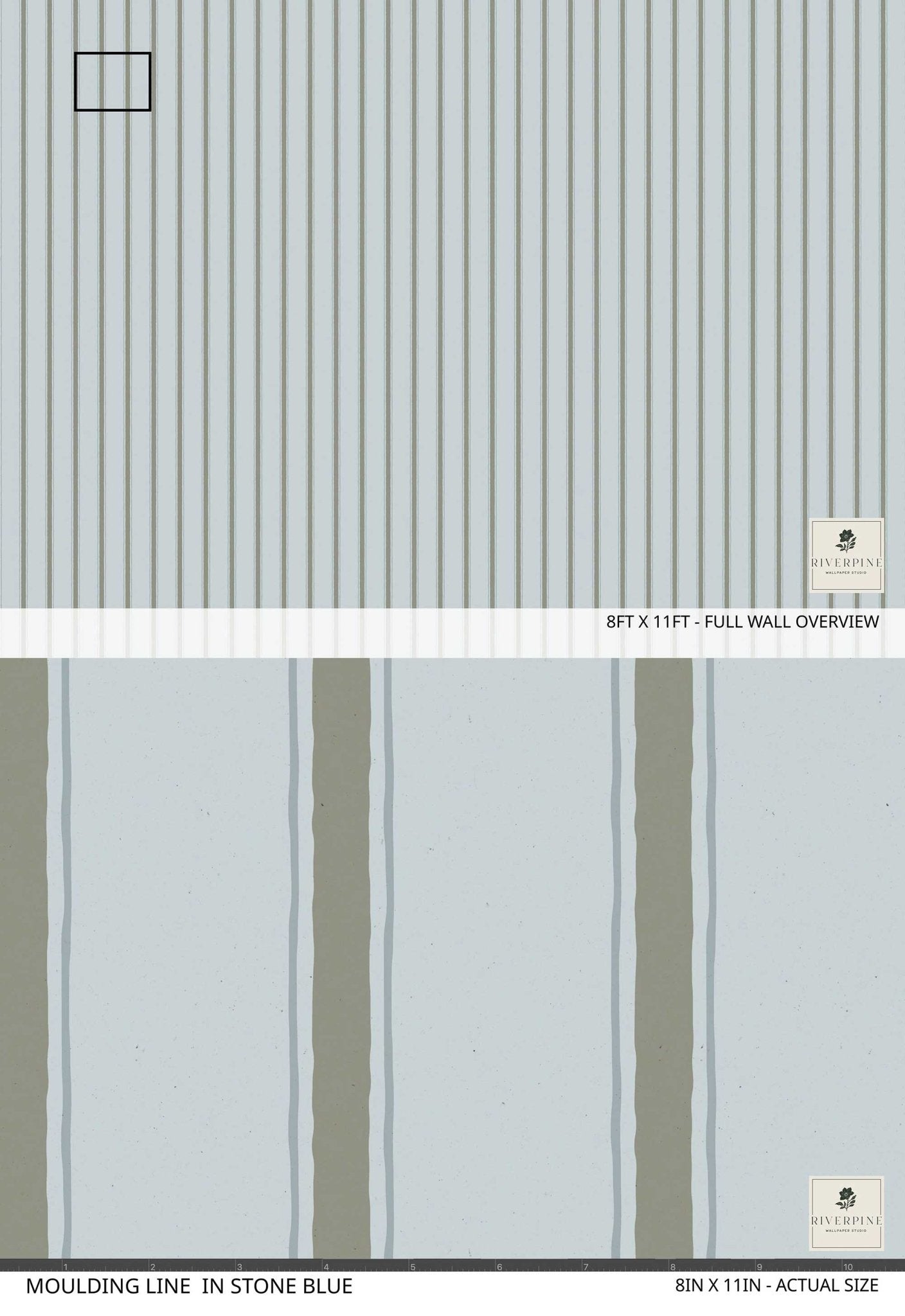 Moulding Line Wallpaper in Stone Blue