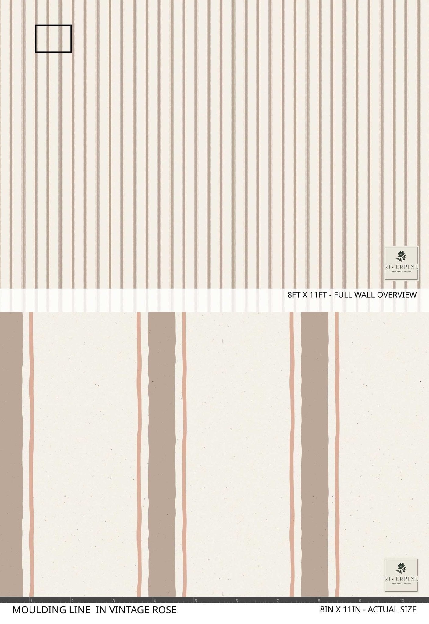 Moulding Line Wallpaper in Vintage Rose