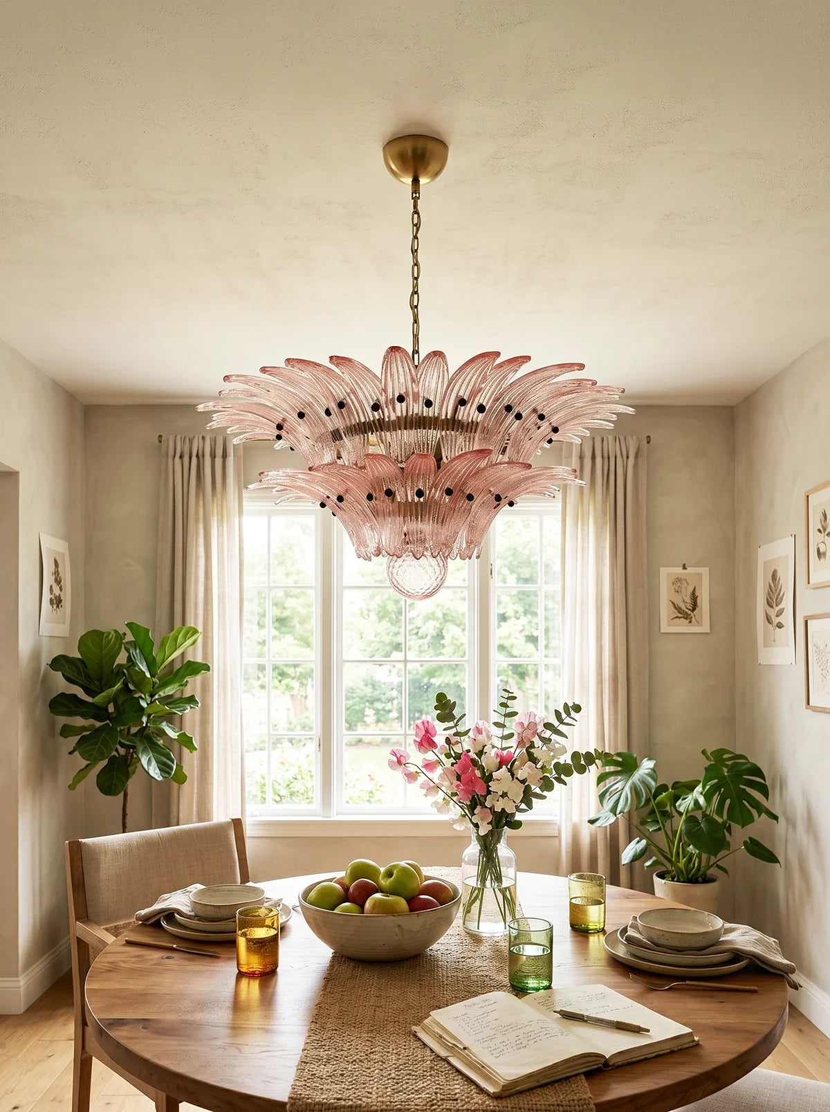 Murano Palmette Pink Chandelier